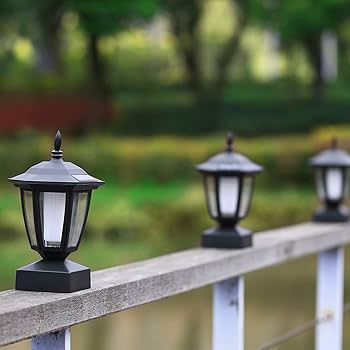Dynaming Solar Flame Post Lights Outdoor, Solar Powered Lamps